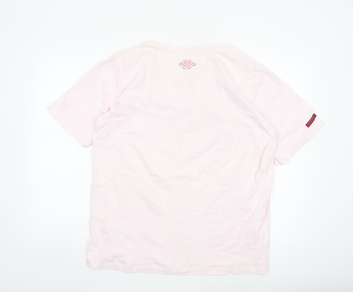 Black Stars Mens Pink 2XL Japanese Art Cotton Graphic T-Shirt
