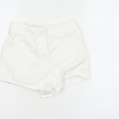 Marks and Spencer Women's White Chino Lace-Up Shorts Size S