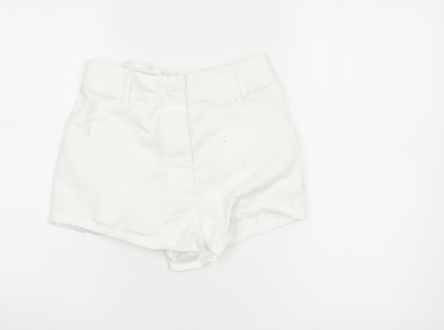 Marks and Spencer Women's White Chino Lace-Up Shorts Size S
