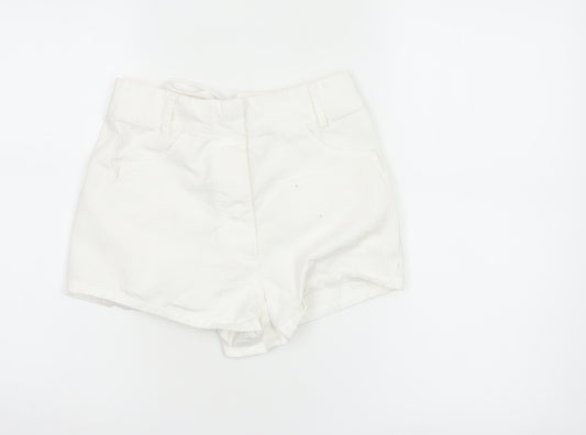 Marks and Spencer Women's White Chino Lace-Up Shorts Size S