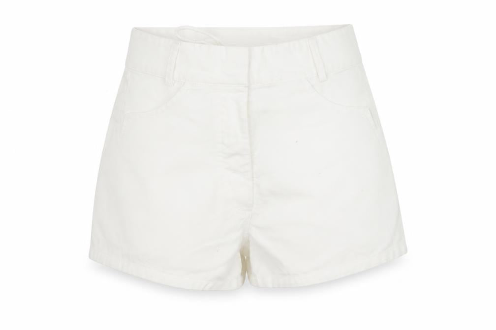 Front view of Marks & Spencer Women's White Chino Lace-Up Shorts, size S