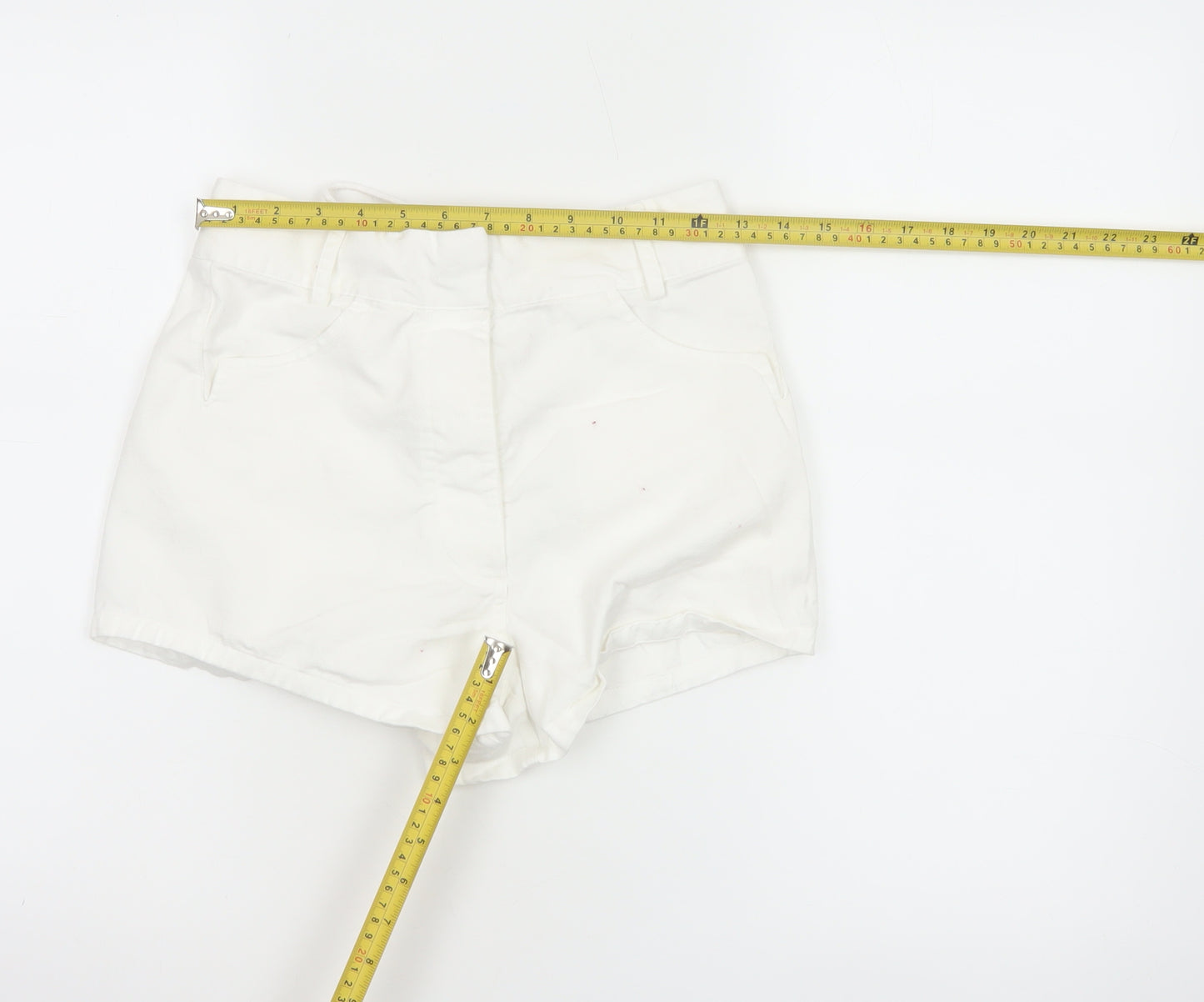 Marks and Spencer Women's White Chino Lace-Up Shorts Size S