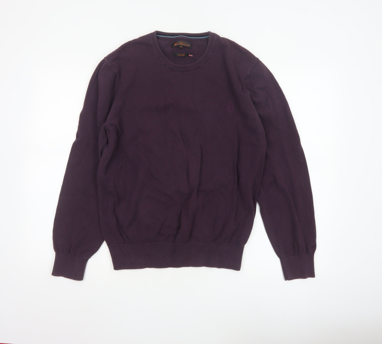 Ben Sherman Men's Purple Cotton Crew Neck Jumper XL