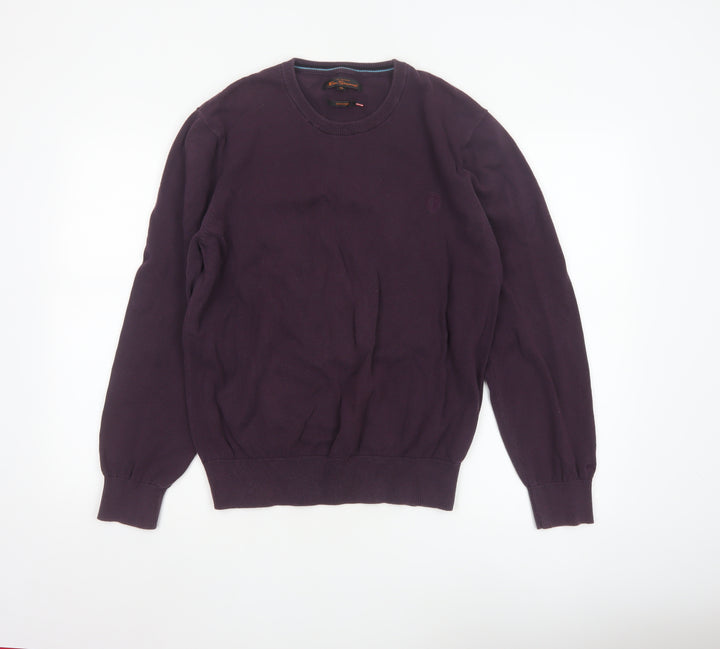 Ben Sherman Men's Purple Cotton Crew Neck Jumper XL