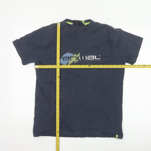 Animal Mens Blue Graphic Print Cotton Crew Neck T-Shirt Size M