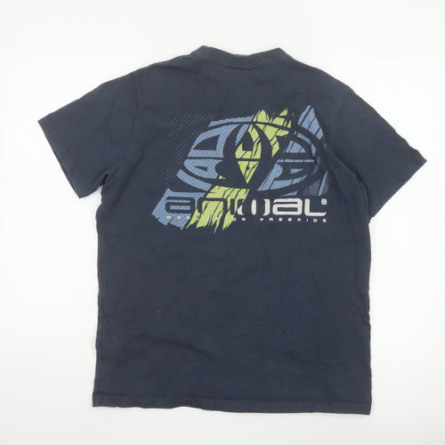 Animal Mens Blue Graphic Print Cotton Crew Neck T-Shirt Size M