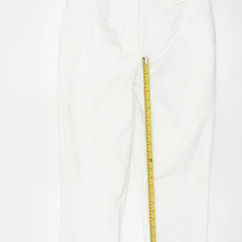 Marks and Spencer Women White Classic Stretch Trousers Size 14 Regular