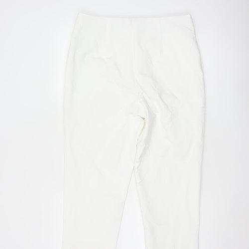 Marks and Spencer Women White Classic Stretch Trousers Size 14 Regular