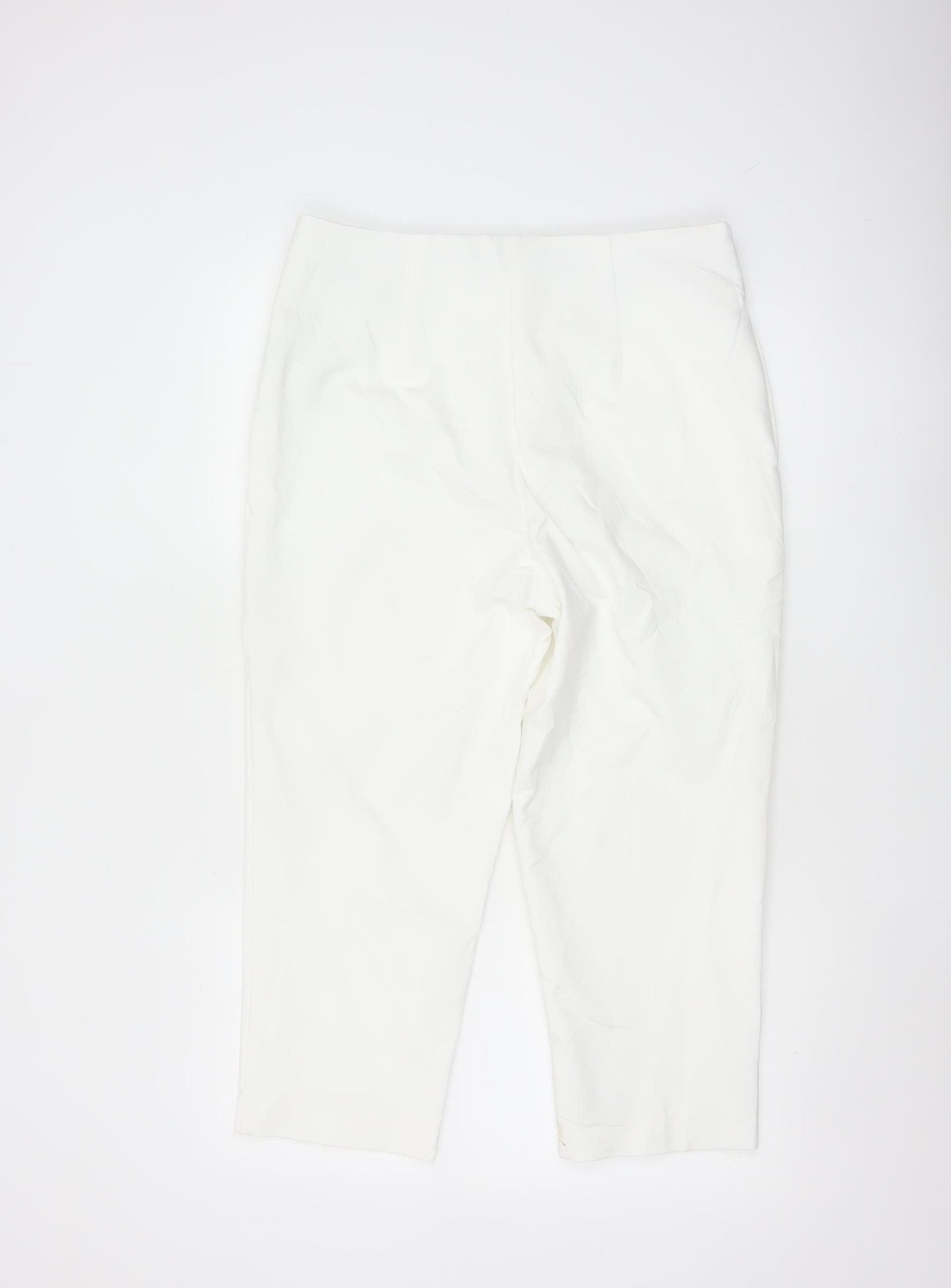 Marks and Spencer Women White Classic Stretch Trousers Size 14 Regular