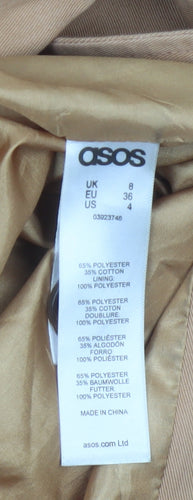 ASOS Women’s Beige Trench Coat Size 8 Belted Classic Mid-Length