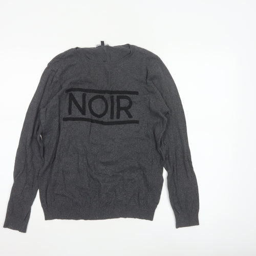 Warehouse Womens Grey NOIR Cotton Pullover Jumper Size 12