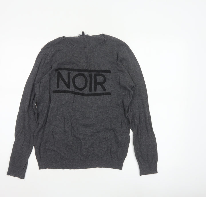 Warehouse Womens Grey NOIR Cotton Pullover Jumper Size 12