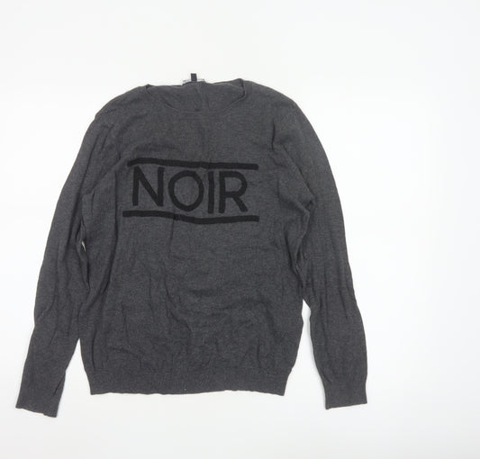 Warehouse Womens Grey NOIR Cotton Pullover Jumper Size 12