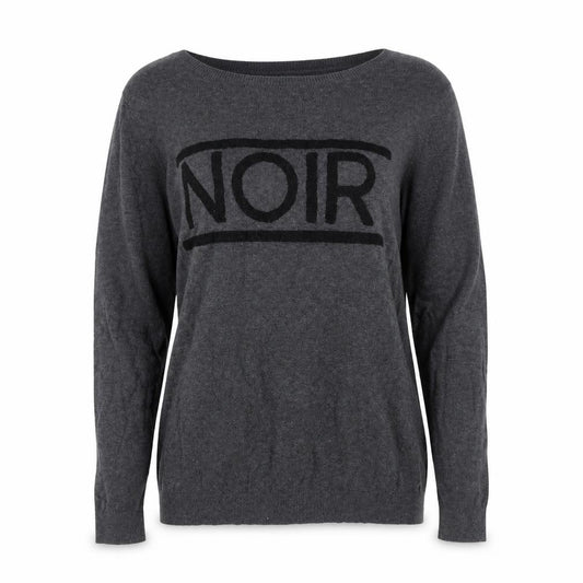 Front view of Warehouse women’s grey noir cotton jumper, size UK 12