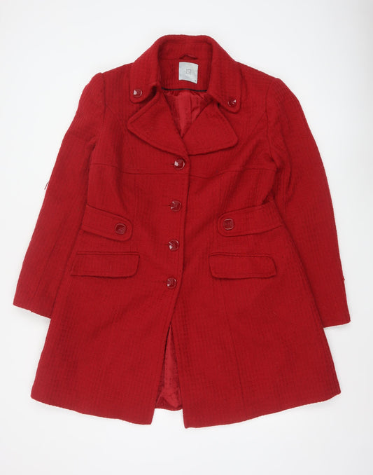 TU Women Red Wool Blend Mid-Length Coat Size 16 Classic Overcoat