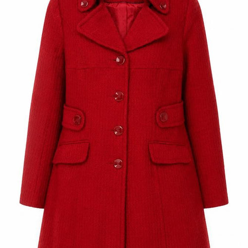TU Women Red Wool Blend Mid-Length Coat Size 16 Classic Overcoat