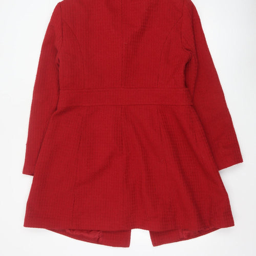 TU Women Red Wool Blend Mid-Length Coat Size 16 Classic Overcoat