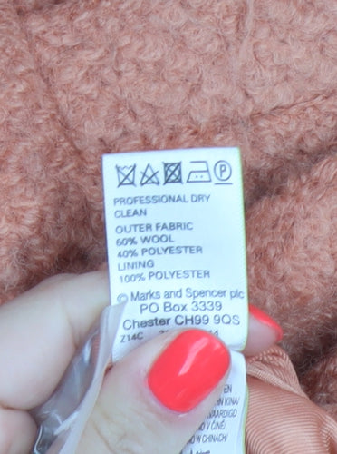 Marks and Spencer Women’s Orange Wool Blend Mid-Length Coat Size 16