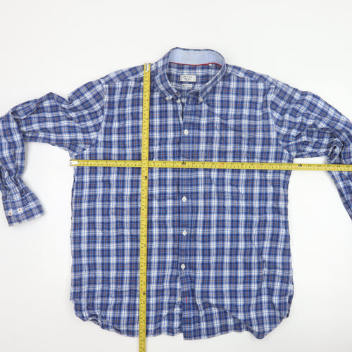 JP Cole Men's Blue Check Cotton Long Sleeve Button-Down Shirt XL