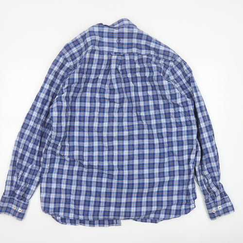JP Cole Men's Blue Check Cotton Long Sleeve Button-Down Shirt XL