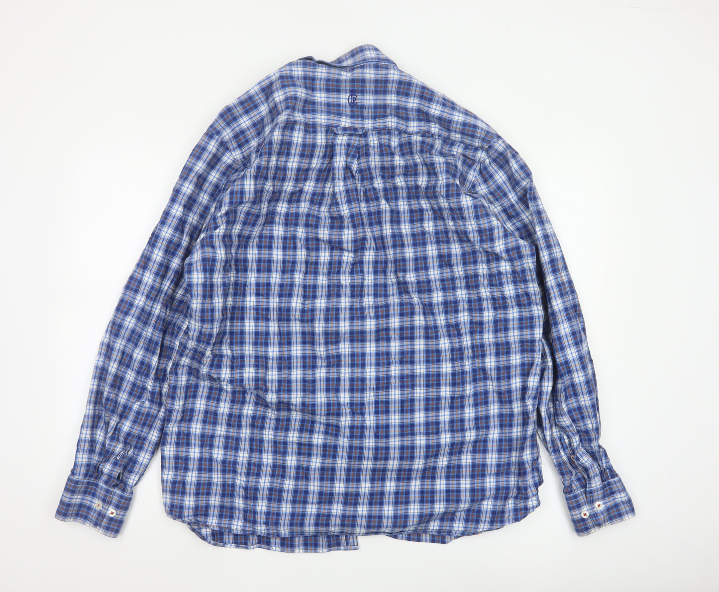 JP Cole Men's Blue Check Cotton Long Sleeve Button-Down Shirt XL