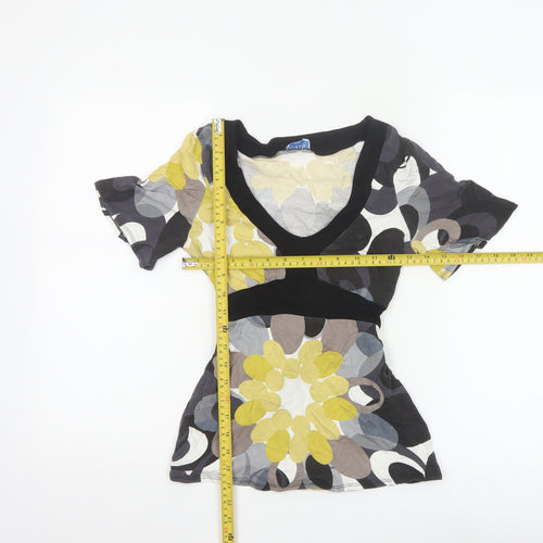 Oasis Womens Multicoloured Floral Wrap Blouse Size 8 Short Sleeve