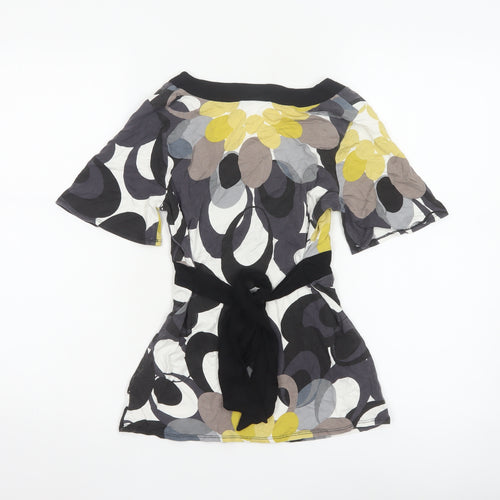 Oasis Womens Multicoloured Floral Wrap Blouse Size 8 Short Sleeve