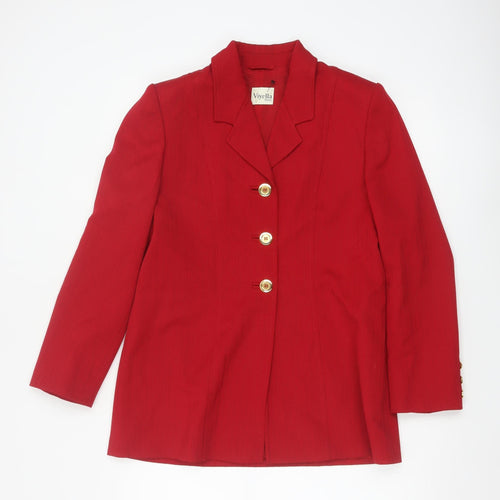 Viyella Women Red Wool Blend Tailored Blazer UK 10