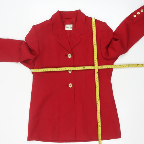 Viyella Women Red Wool Blend Tailored Blazer UK 10