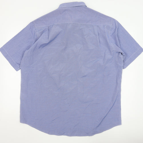 James Pringle Men's Blue Check Short Sleeve Button-Up Shirt XL
