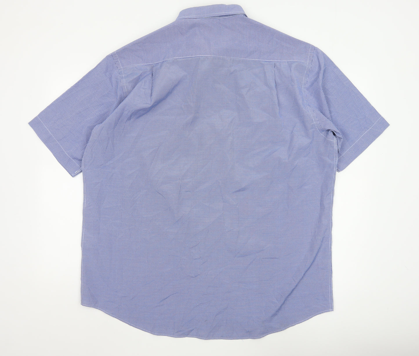 James Pringle Men's Blue Check Short Sleeve Button-Up Shirt XL