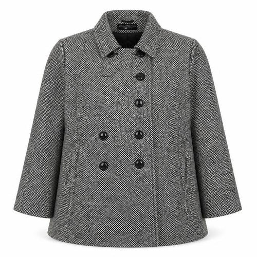 BHS Women’s Grey Tweed Mid-Length Pea Coat Size 18 Wool Blend