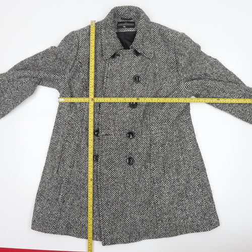 BHS Women’s Grey Tweed Mid-Length Pea Coat Size 18 Wool Blend