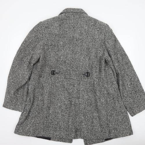 BHS Women’s Grey Tweed Mid-Length Pea Coat Size 18 Wool Blend