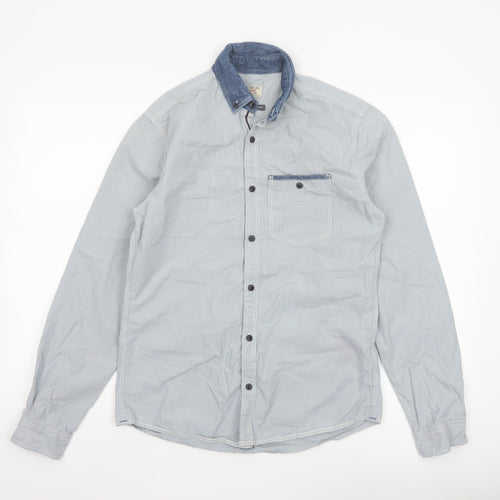 Next Men's Blue Small Long Sleeve Button-Up Cotton Shirt