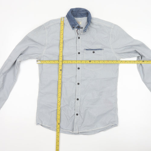 Next Men's Blue Small Long Sleeve Button-Up Cotton Shirt