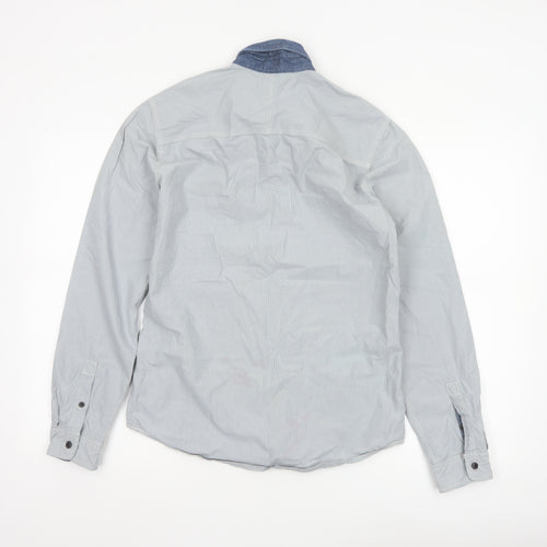Next Men's Blue Small Long Sleeve Button-Up Cotton Shirt
