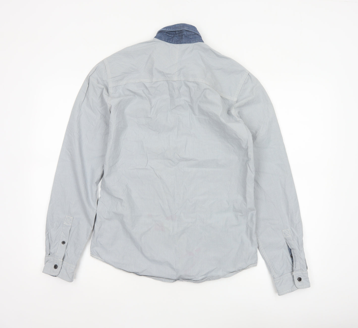 Next Men's Blue Small Long Sleeve Button-Up Cotton Shirt