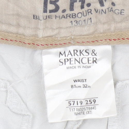 Marks and Spencer Men’s White Chino Shorts 32in M Casual Cotton