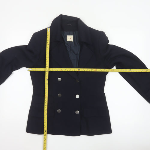 JV Collection Women's Navy Wool Blend Double-Breasted Blazer Size 12