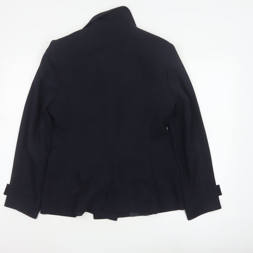 JV Collection Women's Navy Wool Blend Double-Breasted Blazer Size 12
