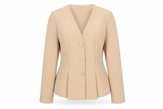 River Island Womens Beige Long Sleeve Suit Jacket Size M Tailored Fit