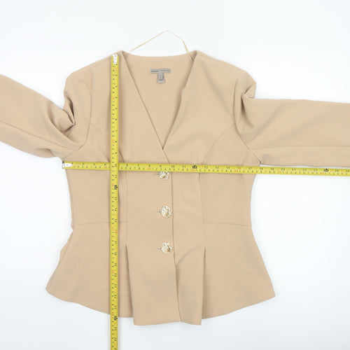 River Island Womens Beige Long Sleeve Suit Jacket Size M Tailored Fit