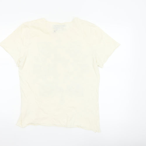 New Look Women's Ivory Geometric Aztec Print Cotton T-Shirt M