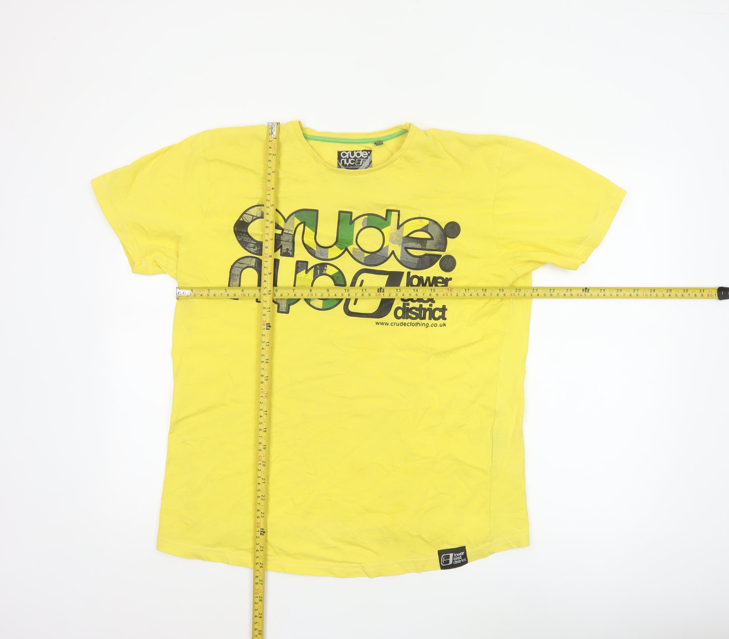 Crude NYC Men's Yellow Graphic Print Cotton T-Shirt Size L