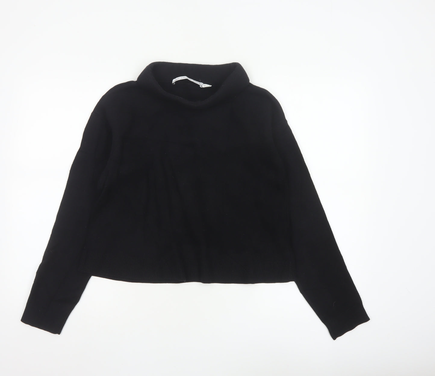 & Other Stories Women Black Roll Neck Wool Cotton Jumper Size 12