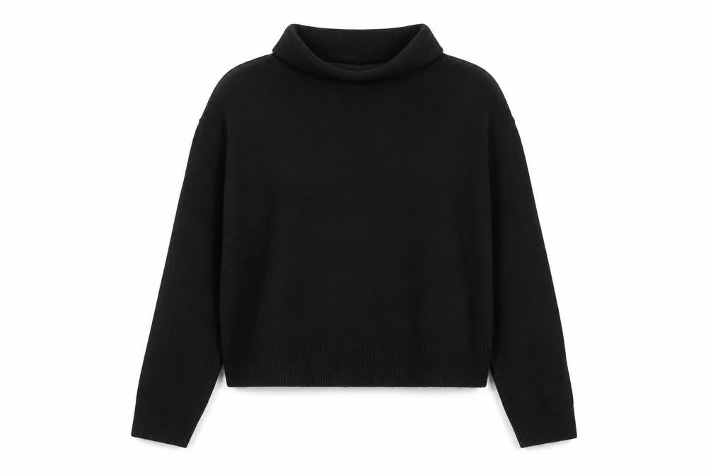 & Other Stories Women Black Roll Neck Wool Cotton Jumper Size 12