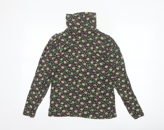 Marks and Spencer Womens Multicoloured Floral Roll Neck Long Sleeve Top Size 14