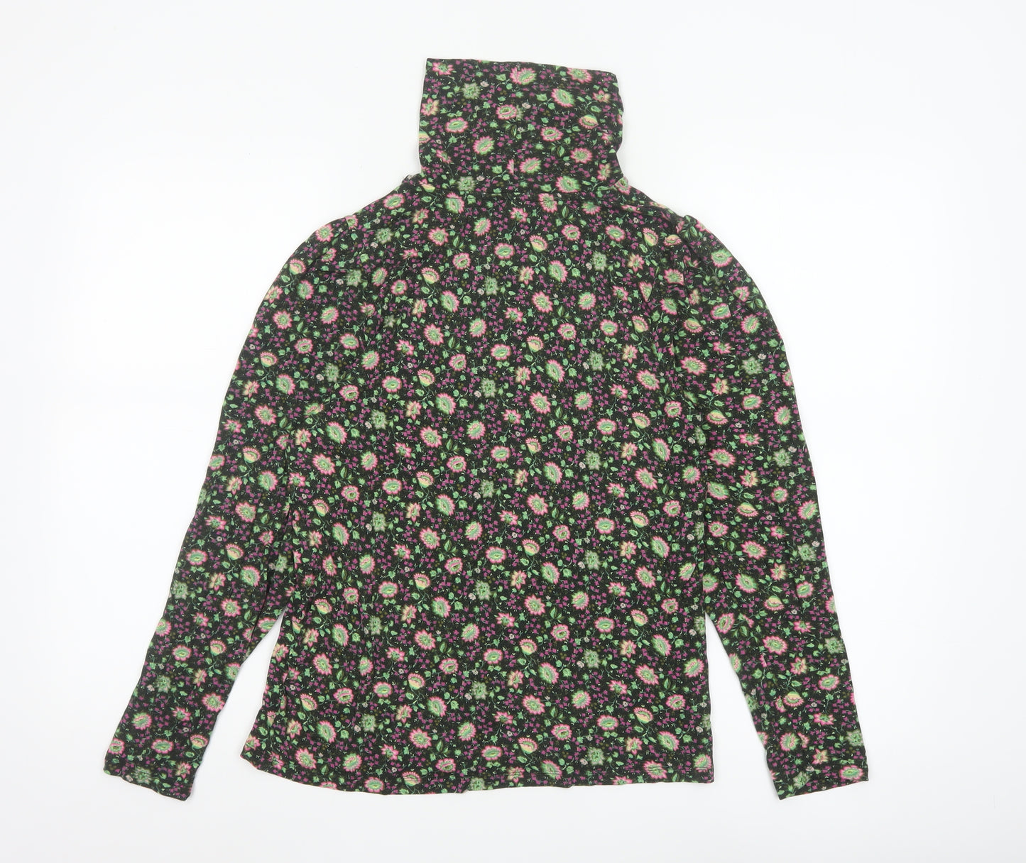 Marks and Spencer Womens Multicoloured Floral Roll Neck Long Sleeve Top Size 14