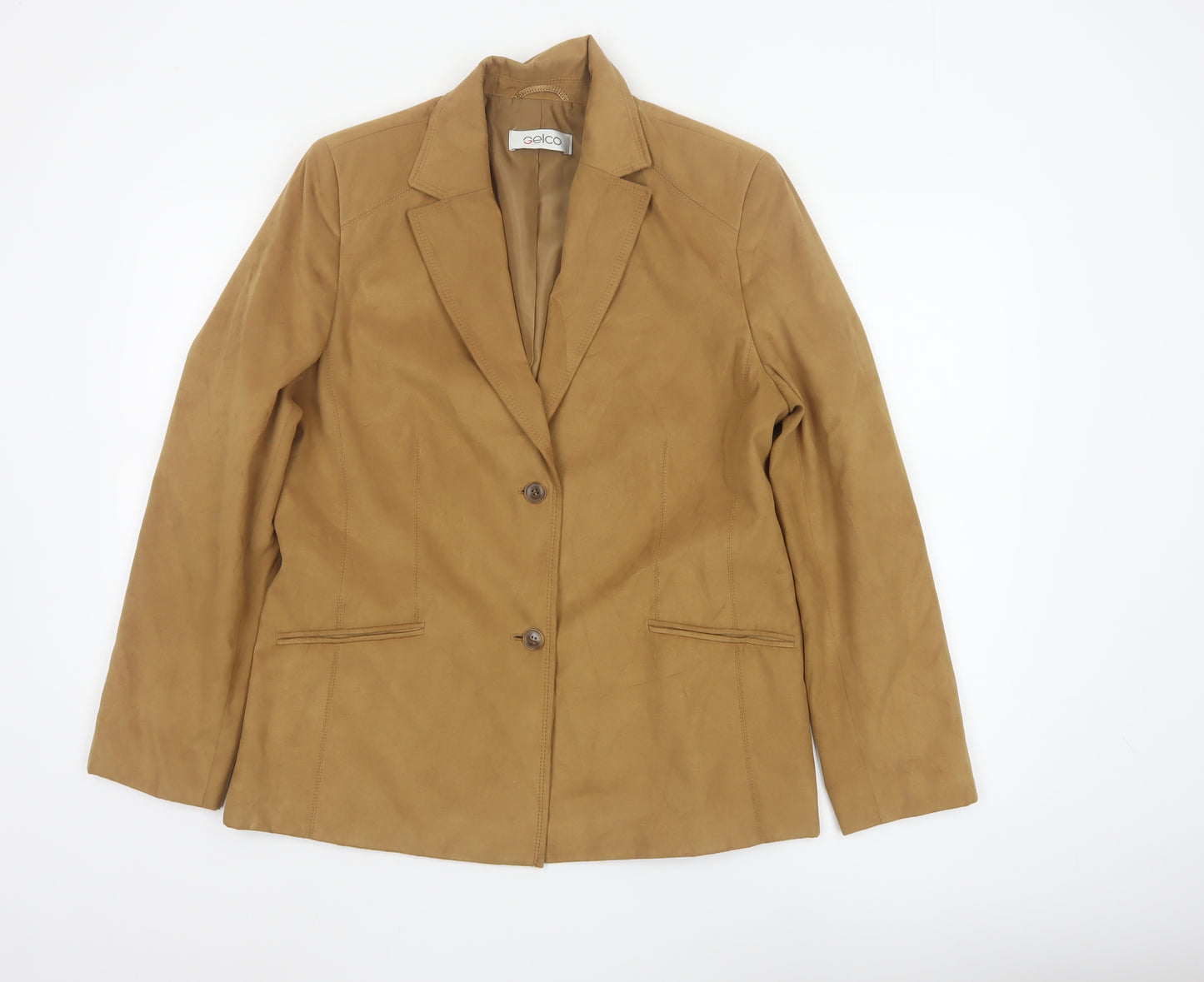 Gelco Women Brown Size 14 Single Breasted Blazer Jacket Polyester